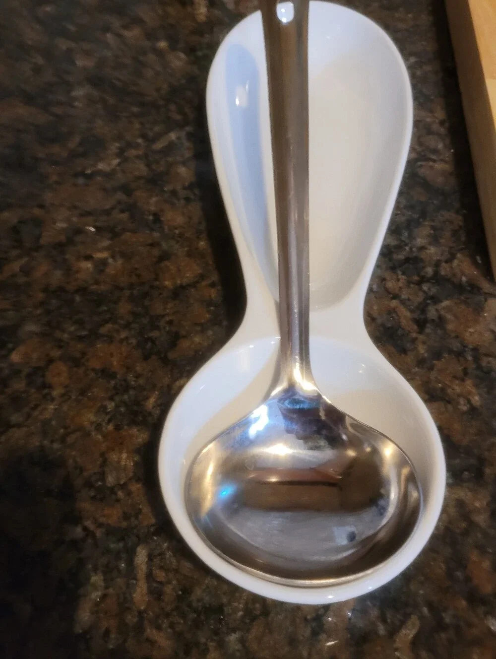 Vintage Crate & Barrel White Porcelain Double Spoon Rest / Utensil Holder